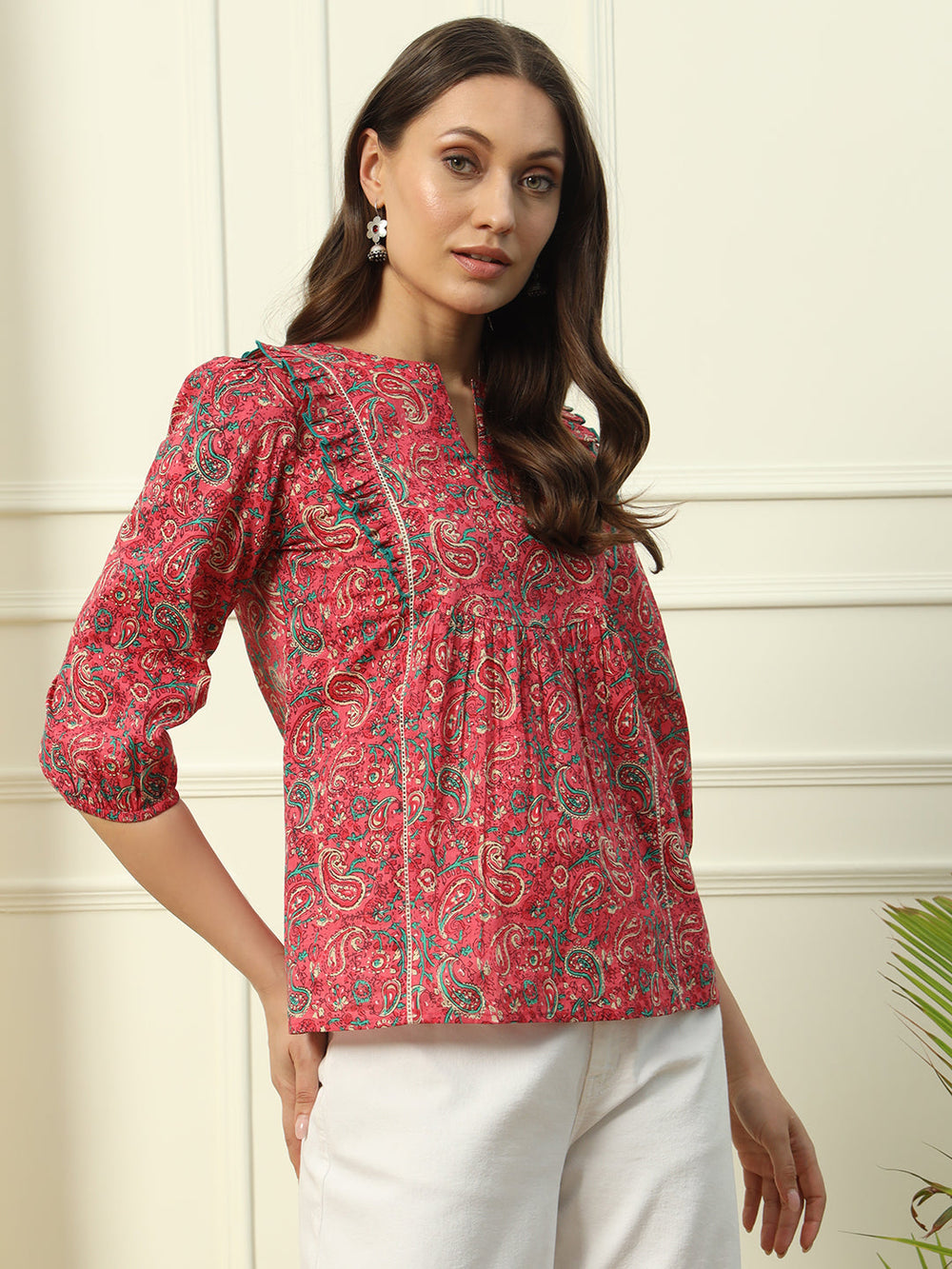 Red-Cotton-Floral-Printed-Top