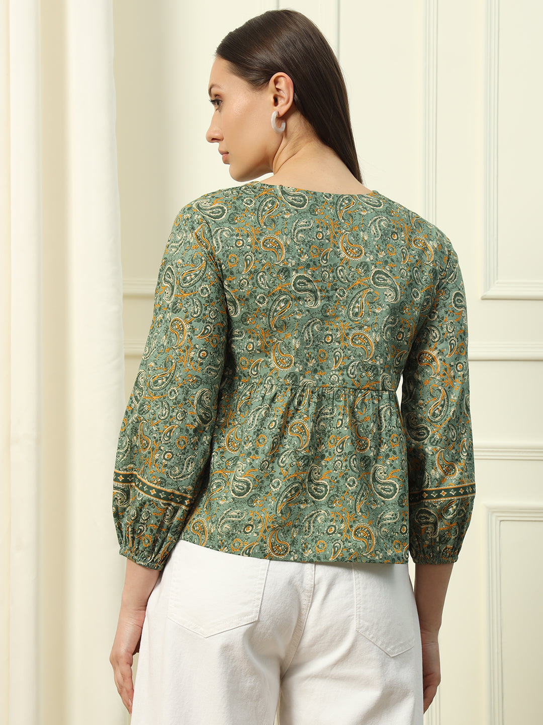 Green-Cotton-Floral-Printed-Top