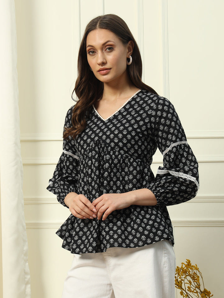 Black-Cotton-Printed-Lace-Detail-Top