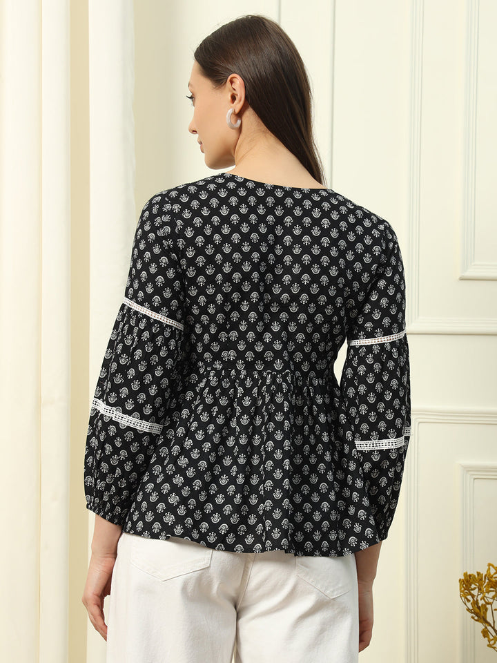 Black-Cotton-Printed-Lace-Detail-Top