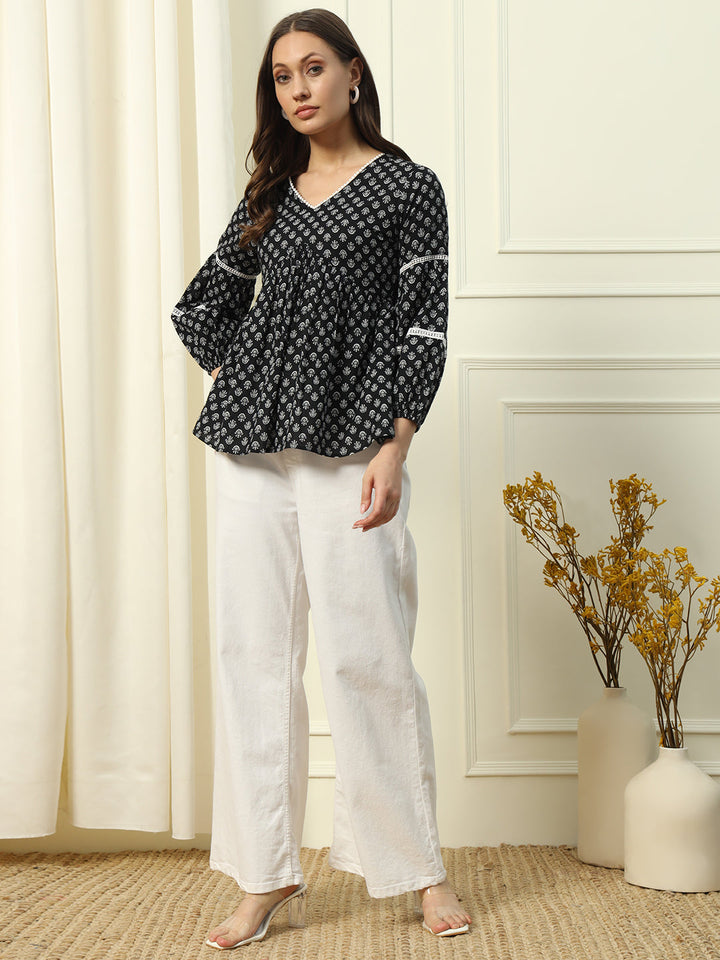 Black-Cotton-Printed-Lace-Detail-Top