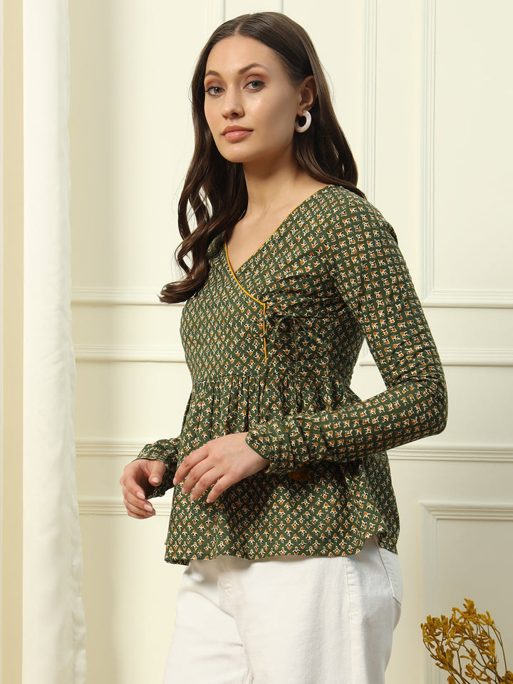 Green-Cotton-Printed-Lace-Detail-Top