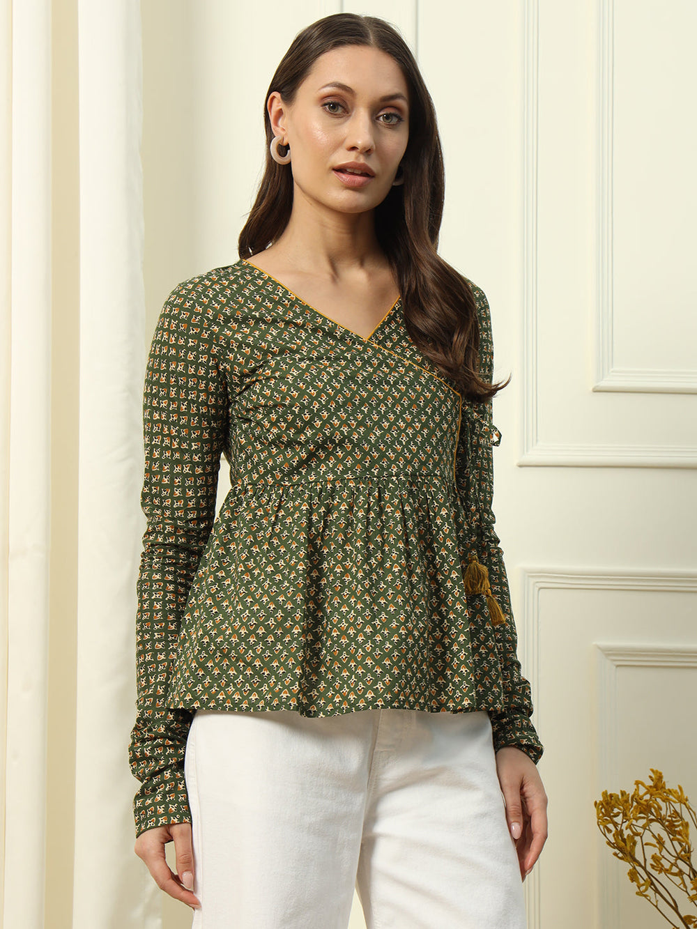 Green-Cotton-Printed-Lace-Detail-Top