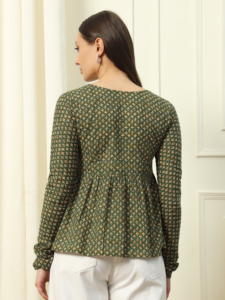 Green-Cotton-Printed-Lace-Detail-Top