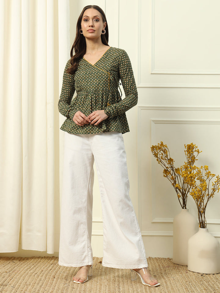 Green-Cotton-Printed-Lace-Detail-Top