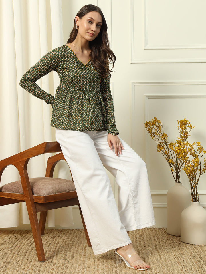 Green-Cotton-Printed-Lace-Detail-Top