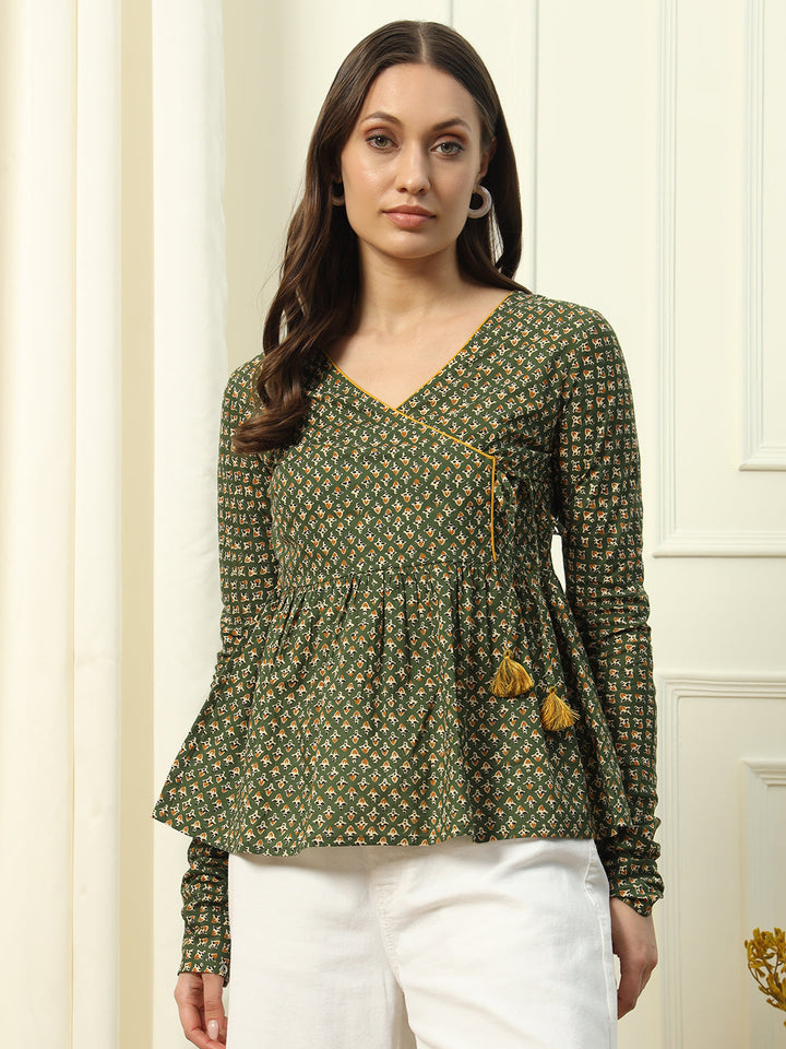 Green-Cotton-Printed-Lace-Detail-Top