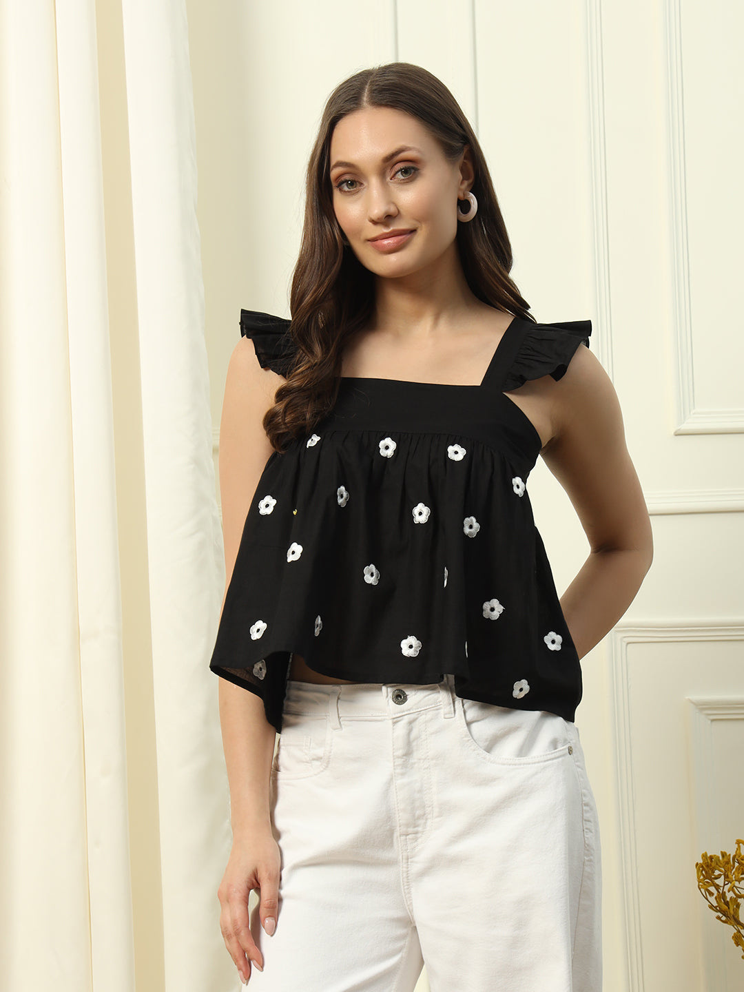 Black-Cotton-Embroidered-Sleeveless-Crop-Top