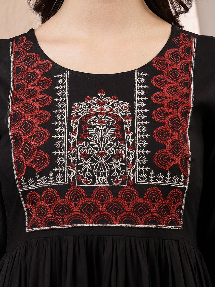 Black-Rayon-Embroidered-Peplum-Tunic-Only