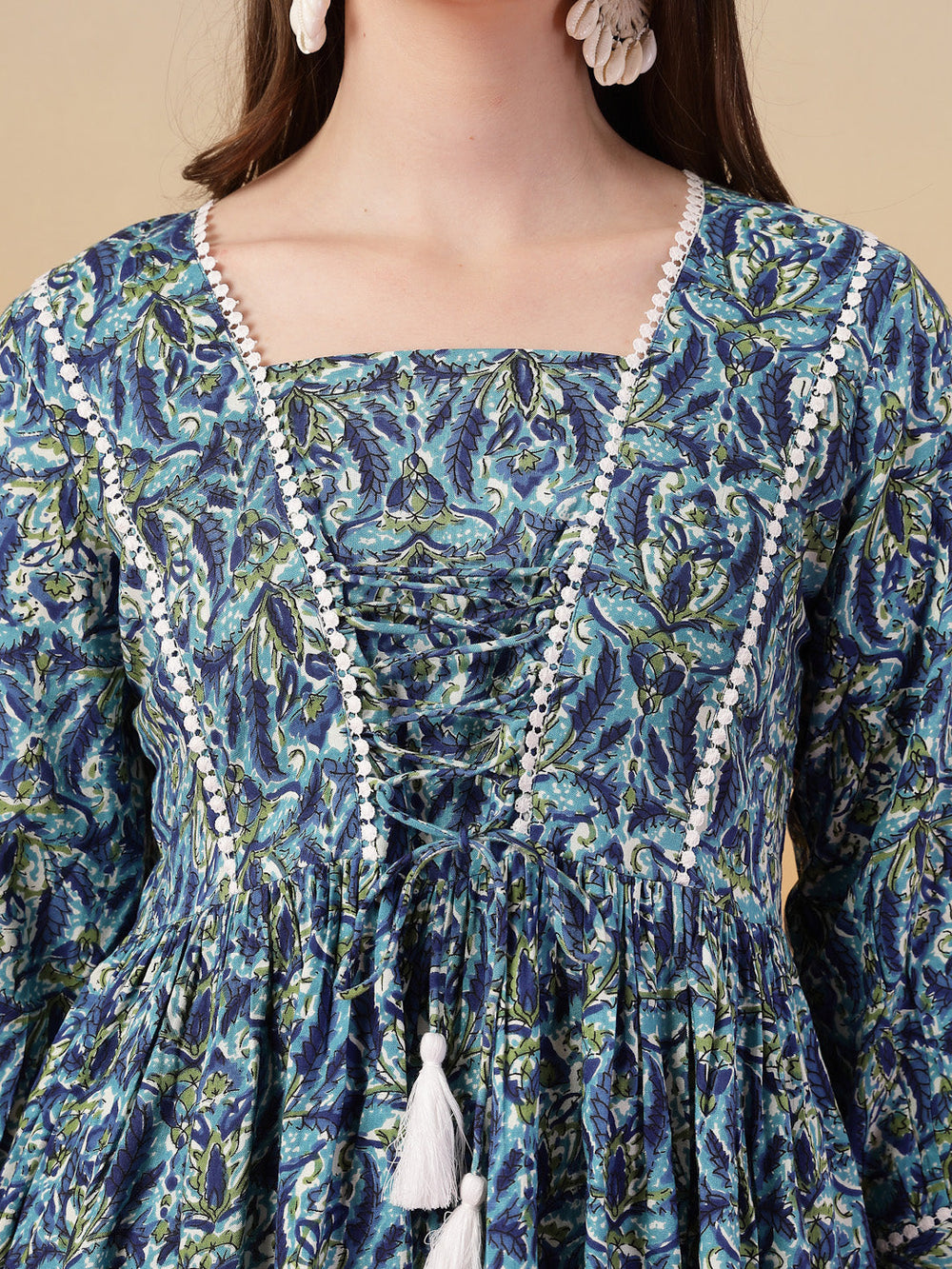 Blue-Rayon-Floral-Printed-Peplum-Top