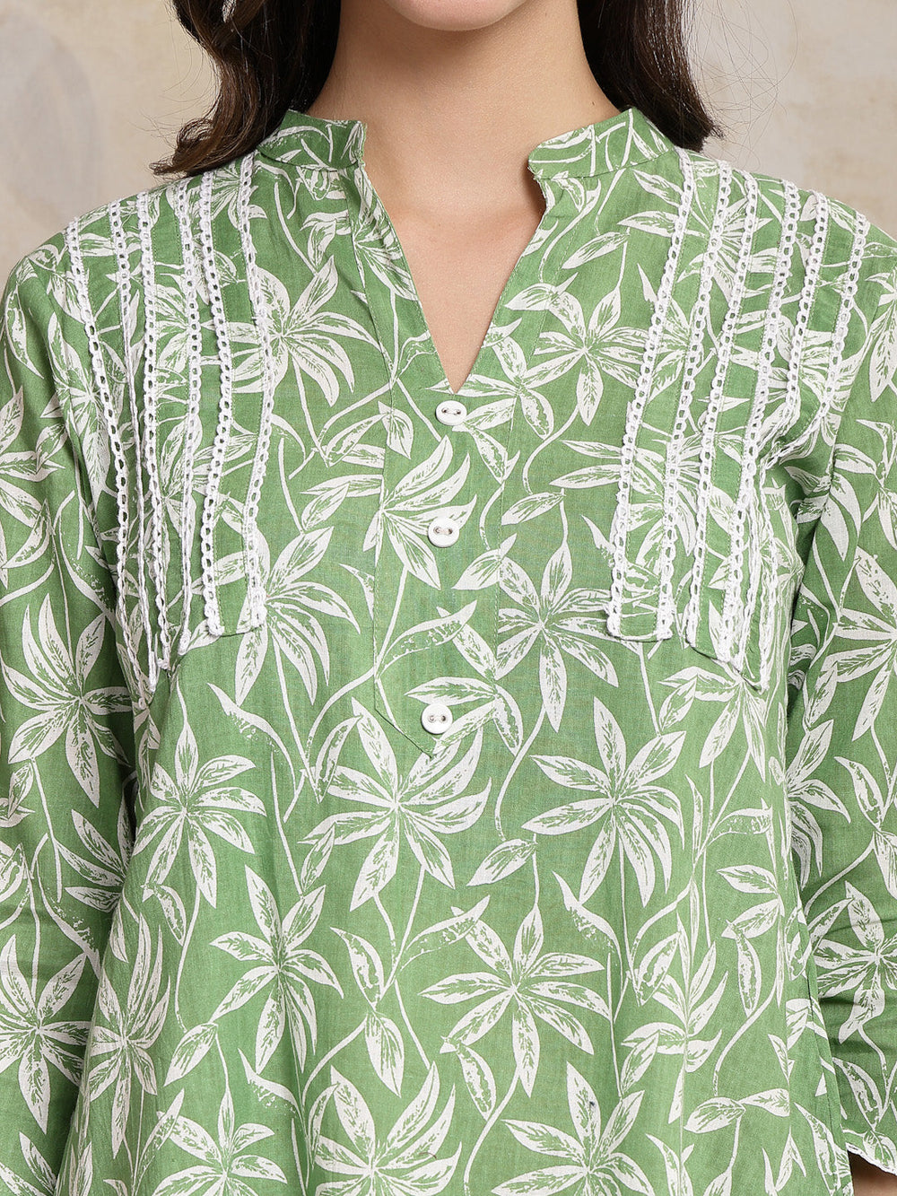 Green-Cotton-Tropical-Printed-Empire-Top