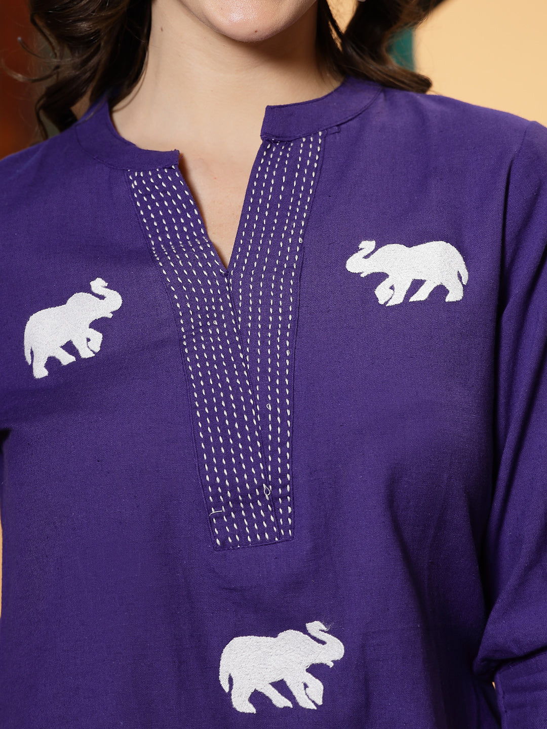 Purple-Cotton-Solid-Flex-Top