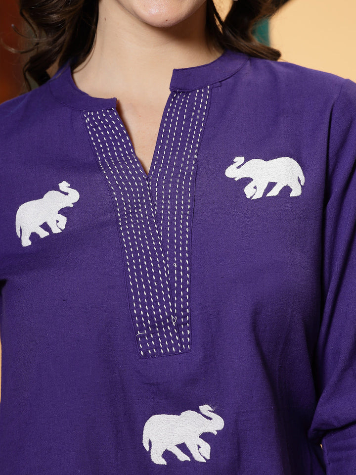 Purple-Cotton-Solid-Flex-Top