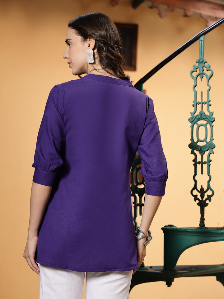 Purple-Cotton-Solid-Flex-Top