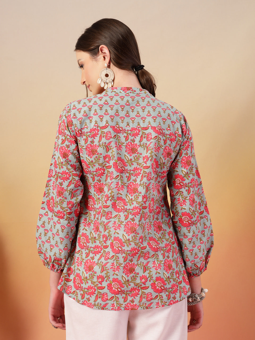 Red-&-Blue-Cotton-Printed-Tunic-Only