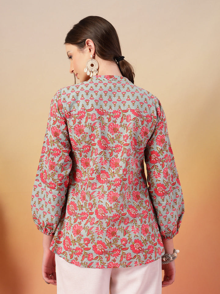 Red-&-Blue-Cotton-Printed-Tunic-Only