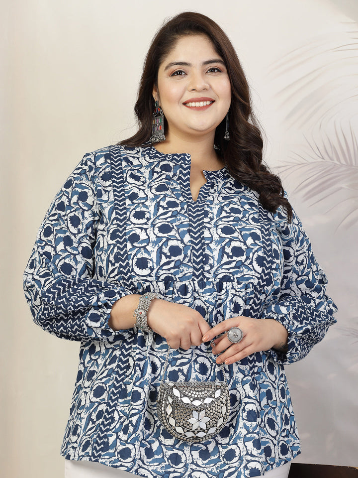Navy-Blue-Cotton-Floral-Printed-Top