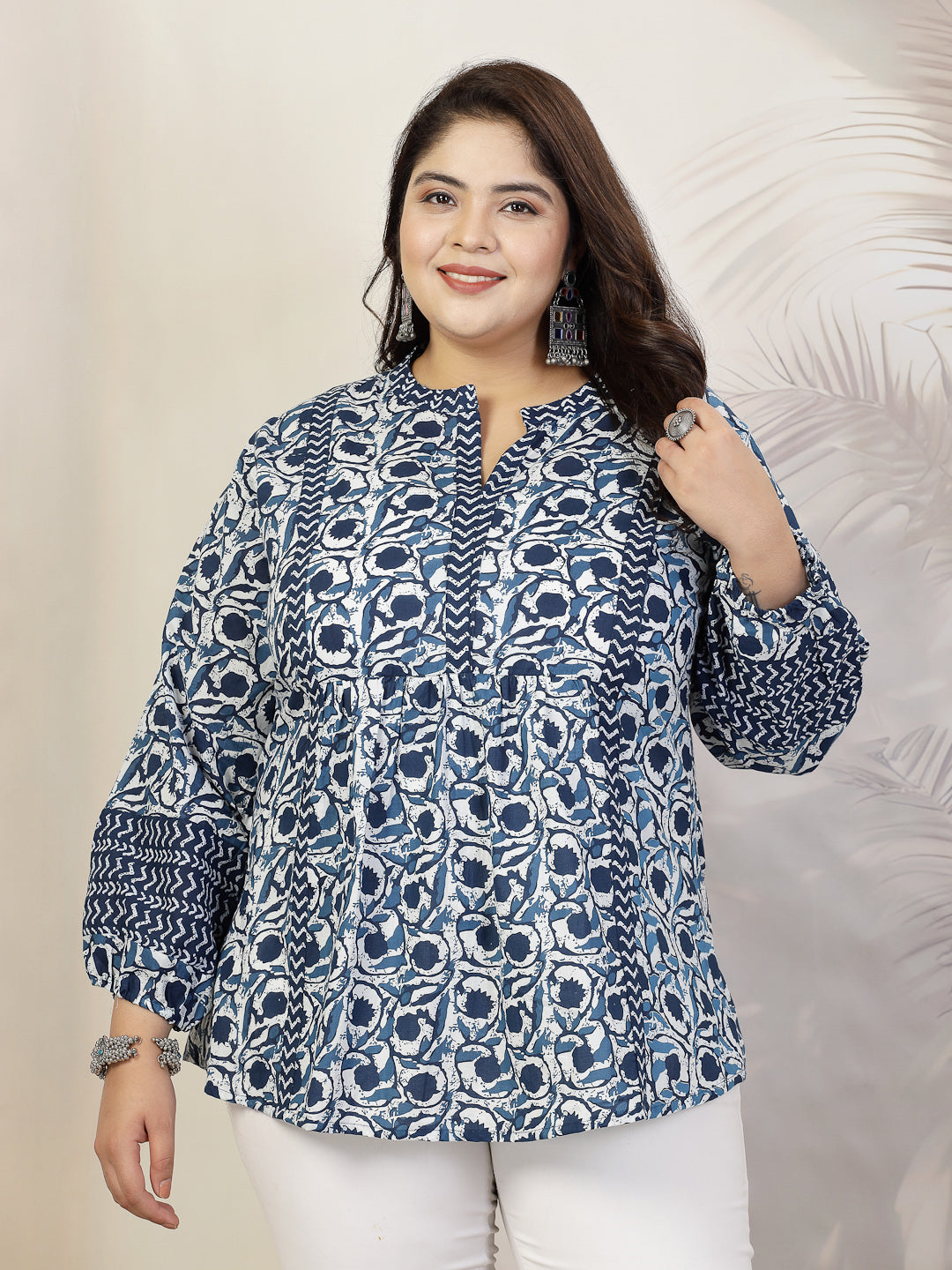 Navy-Blue-Cotton-Floral-Printed-Top