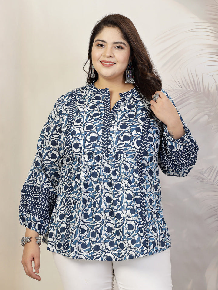 Navy-Blue-Cotton-Floral-Printed-Top