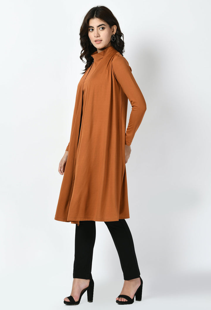 Tan-Brown-Cotton-Blend-Bravery-Knee-Length-Shrug