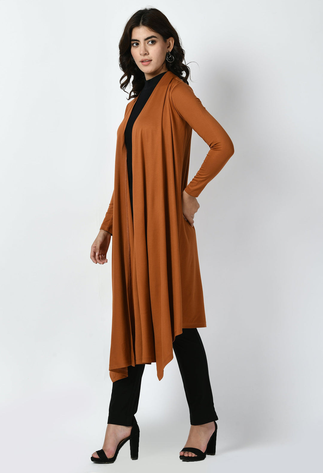 Tan-Brown-Cotton-Blend-Supreme-Longline-Shrug