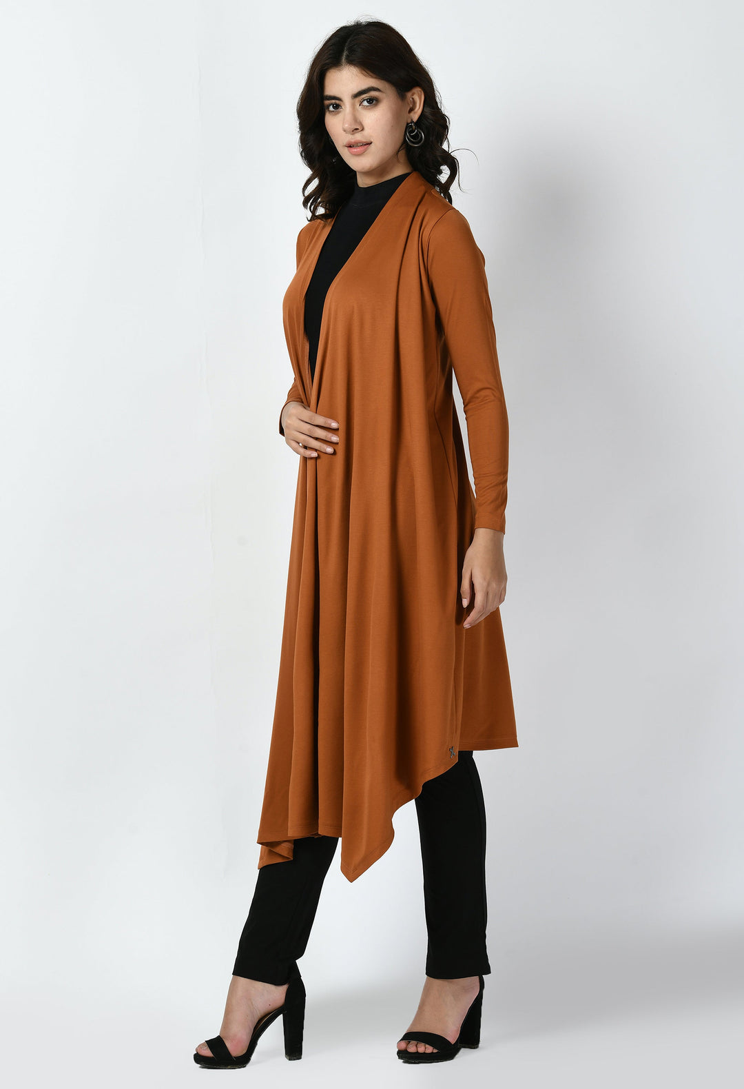 Tan-Brown-Cotton-Blend-Supreme-Longline-Shrug