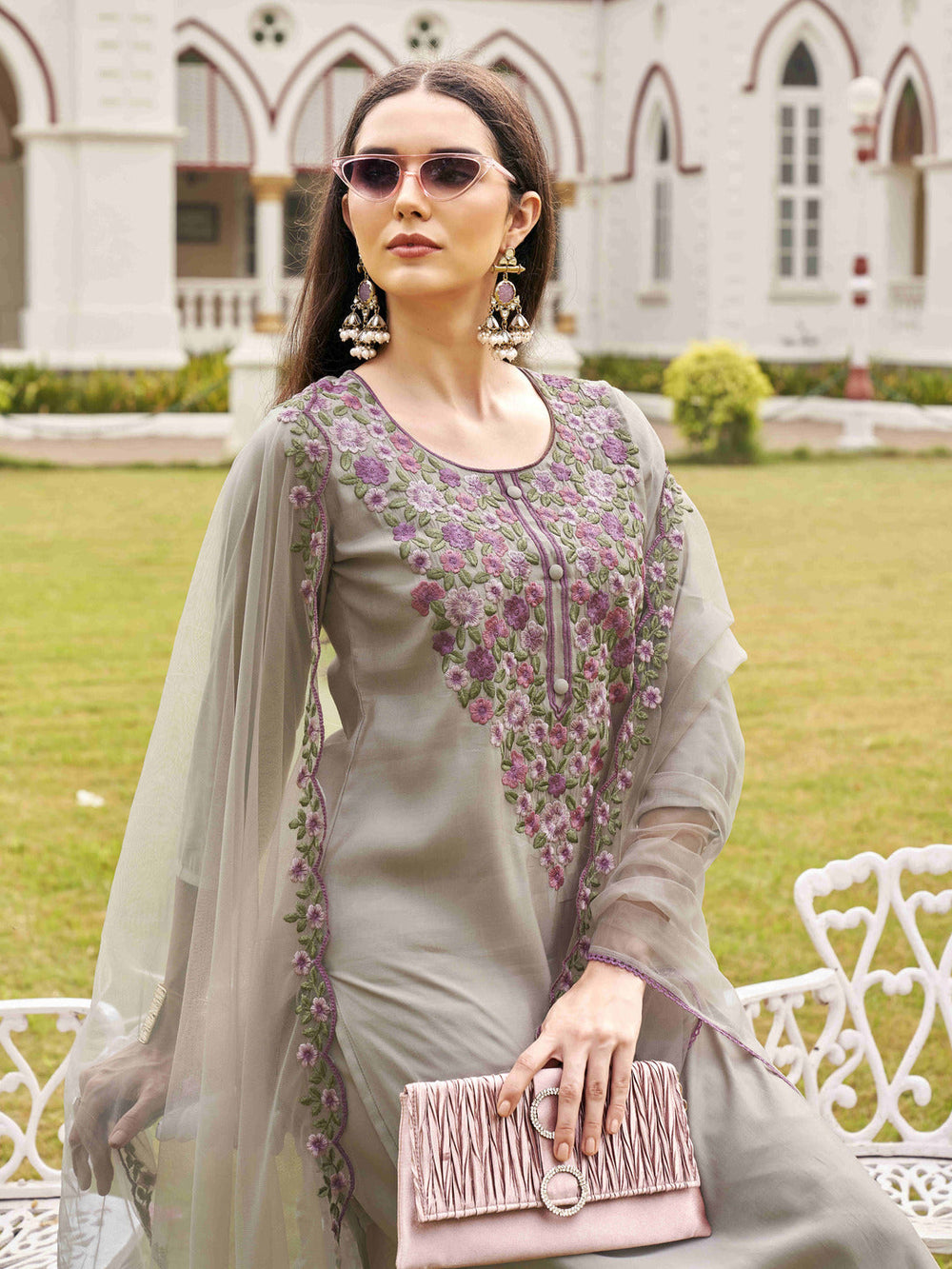 Taupe-Silk-Blend-Multi-Thread-Straight-Cut-Kurta-Set