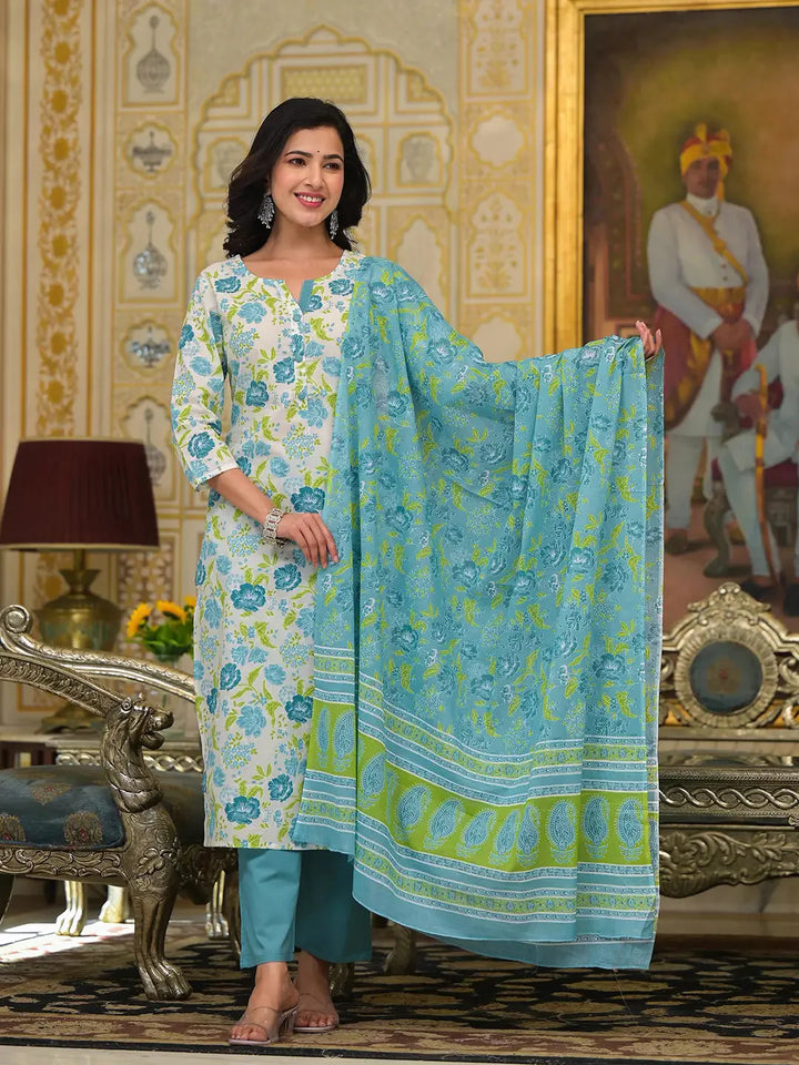 Teal-Green-Cotton-Button-Show-On-Yoke-3-Piece-Kurta-Set