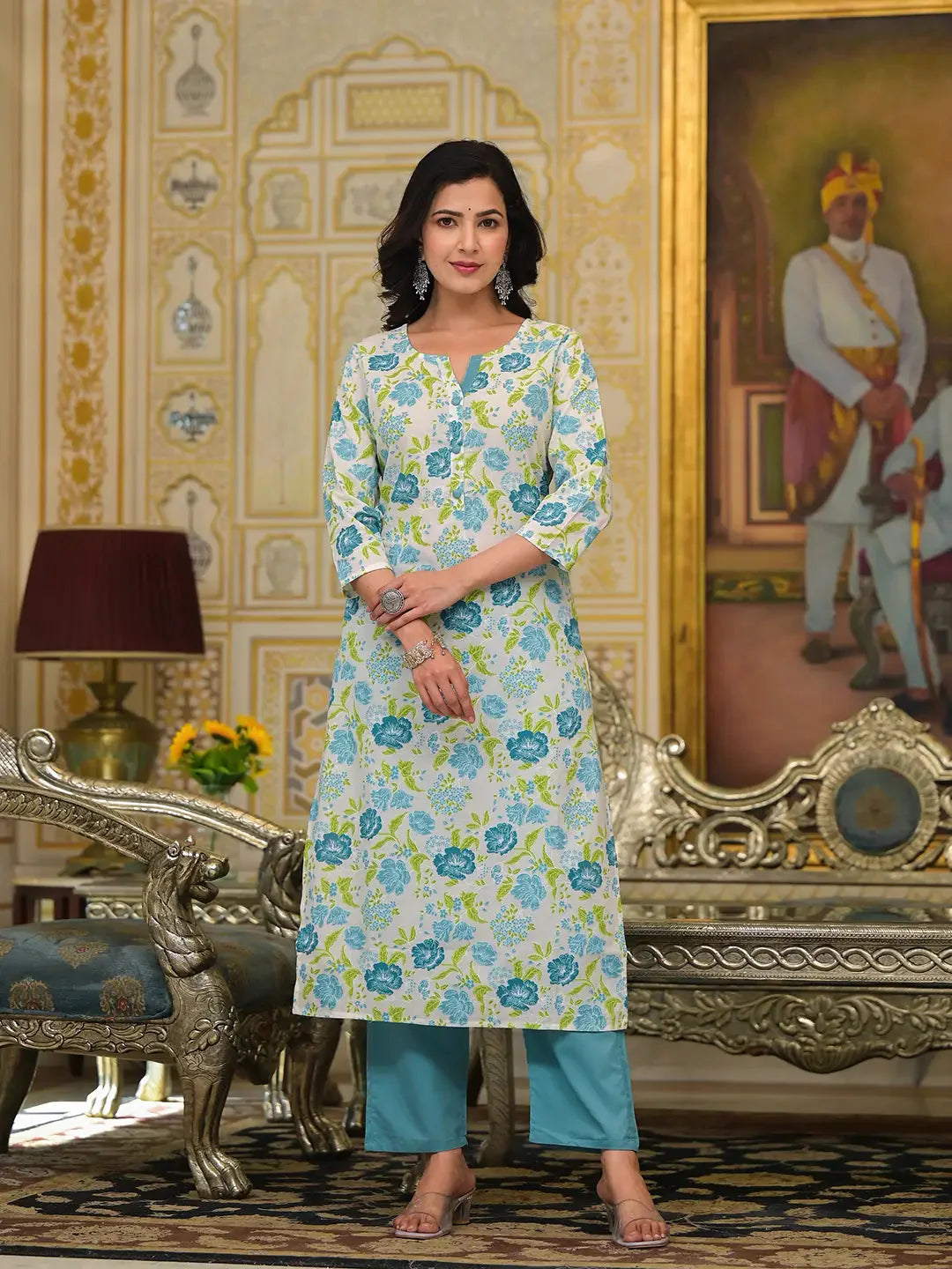 Teal-Green-Cotton-Button-Show-On-Yoke-3-Piece-Kurta-Set