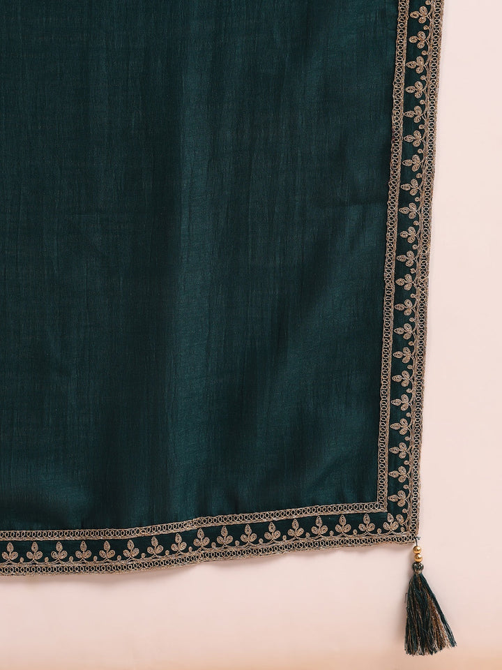ZERESOUQ-Teal-Silk-Blend-Solid-Embroidered-3-Piece-Kurta-Set
