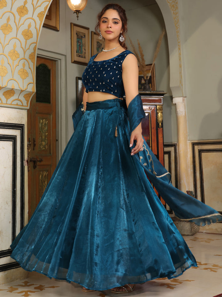 Teal-Velvet-Embroidered-Lehenga-Set