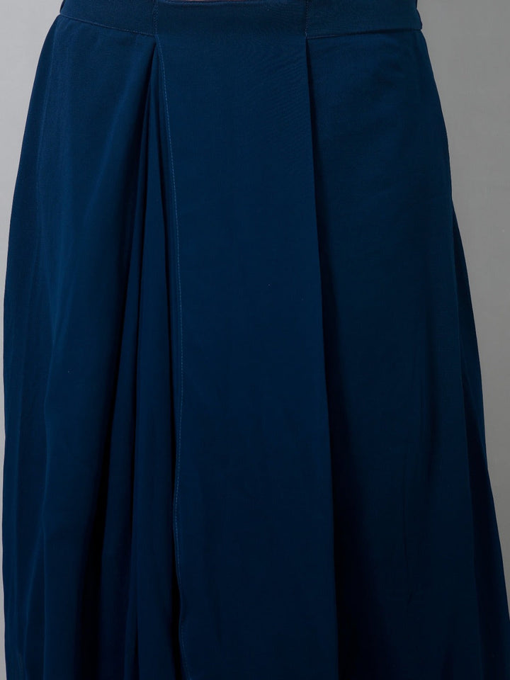Teal-Color-Georgette-Crop-Top,-Skirt-with-Shrug