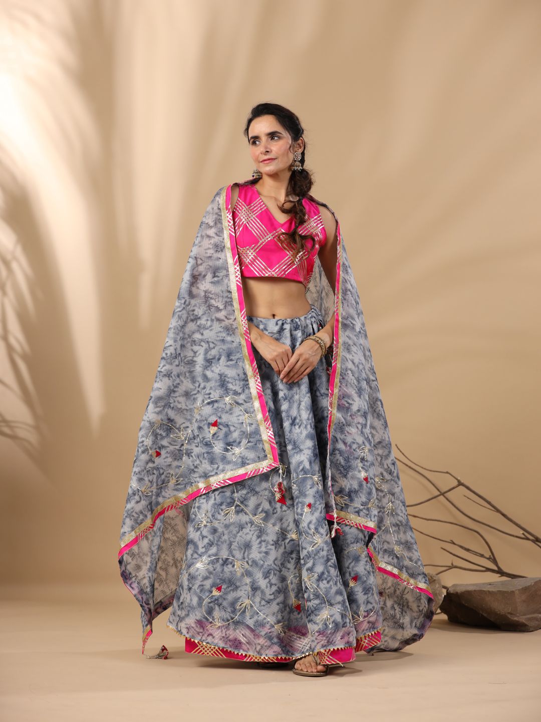 Teej-Teal-Blue-Kota-Doriya-Lehnga-Set