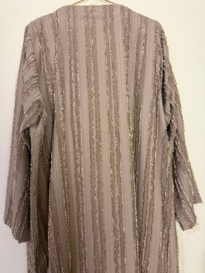 Threaded-Chocolate-Brown-Cotton-Blend--Abaya-With-Sheila