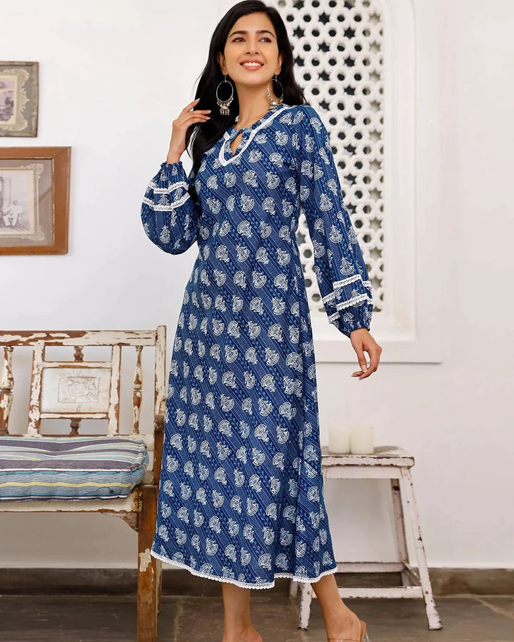 Midnight-Blue-Cotton-Midi-Dress