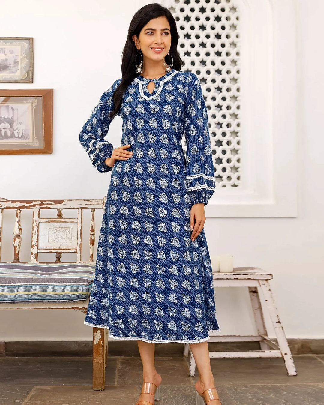 Midnight-Blue-Cotton-Midi-Dress