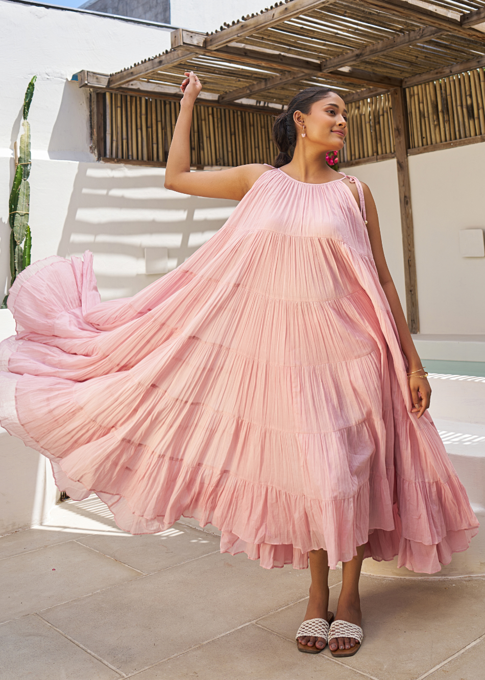 Rose Pink Multi Tiered Dress