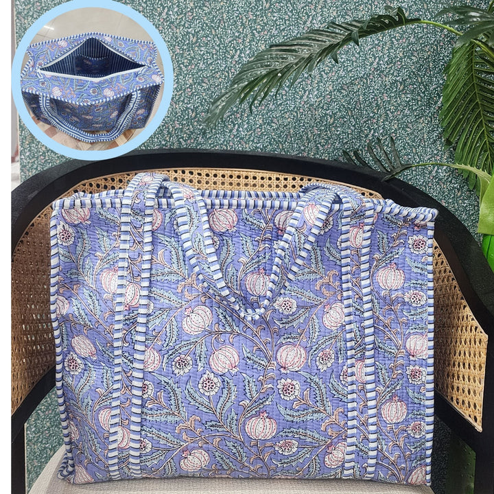 Blue-Jute-Handblock-Print-Tote-Bag-With-Concealed-Zip