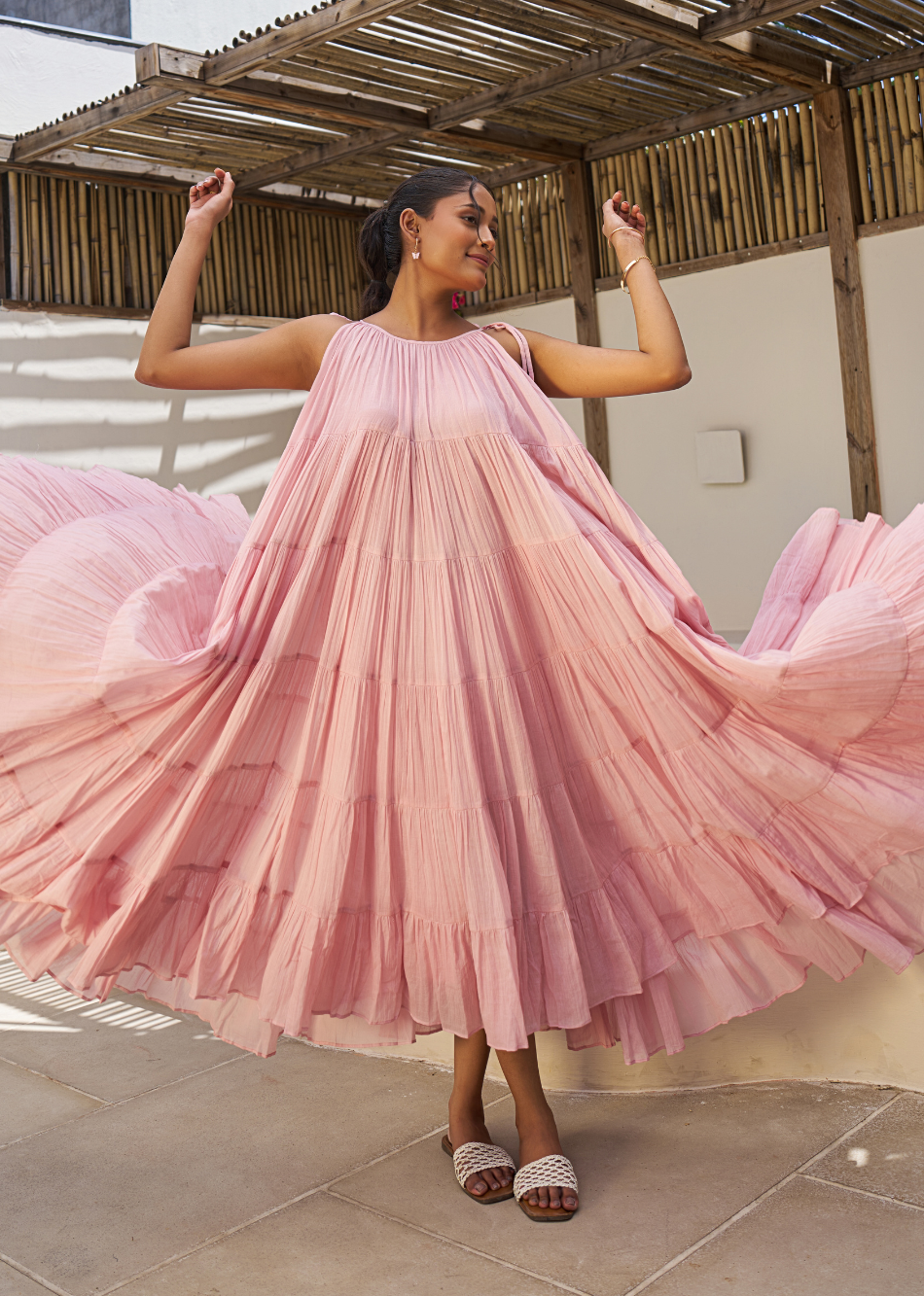 Rose Pink Multi Tiered Dress