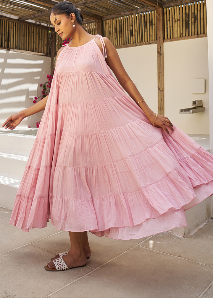 Rose Pink Multi Tiered Dress