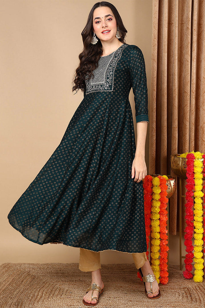 ZERESOUQ-Green-Silk-Blend-Woven-Design-Anarkali-Style-Kurta