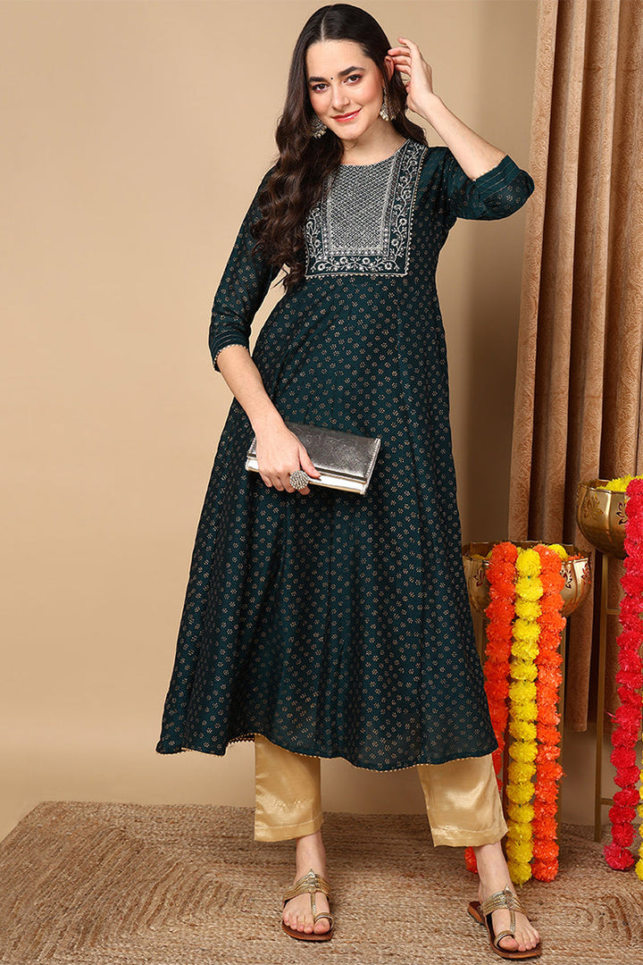 ZERESOUQ-Green-Silk-Blend-Woven-Design-Anarkali-Style-Kurta