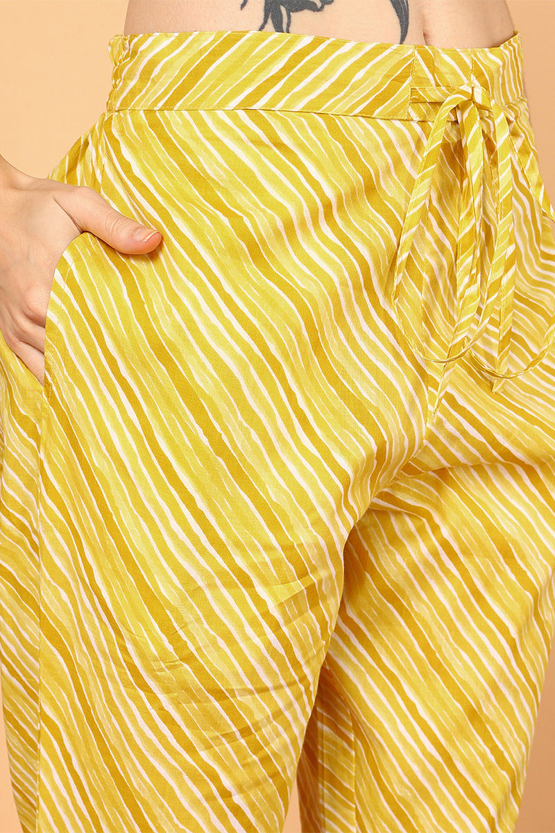 ZERESOUQ-Yellow-Cotton-Bandhani-Printed-Straight-Kurta