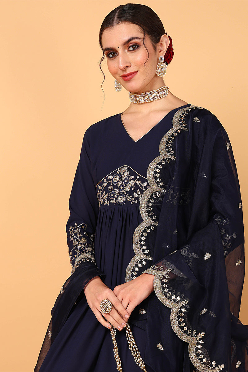 Blue-Georgette-Embroidered-Zari-Work-Flared-3-Piece-Kurta-Set