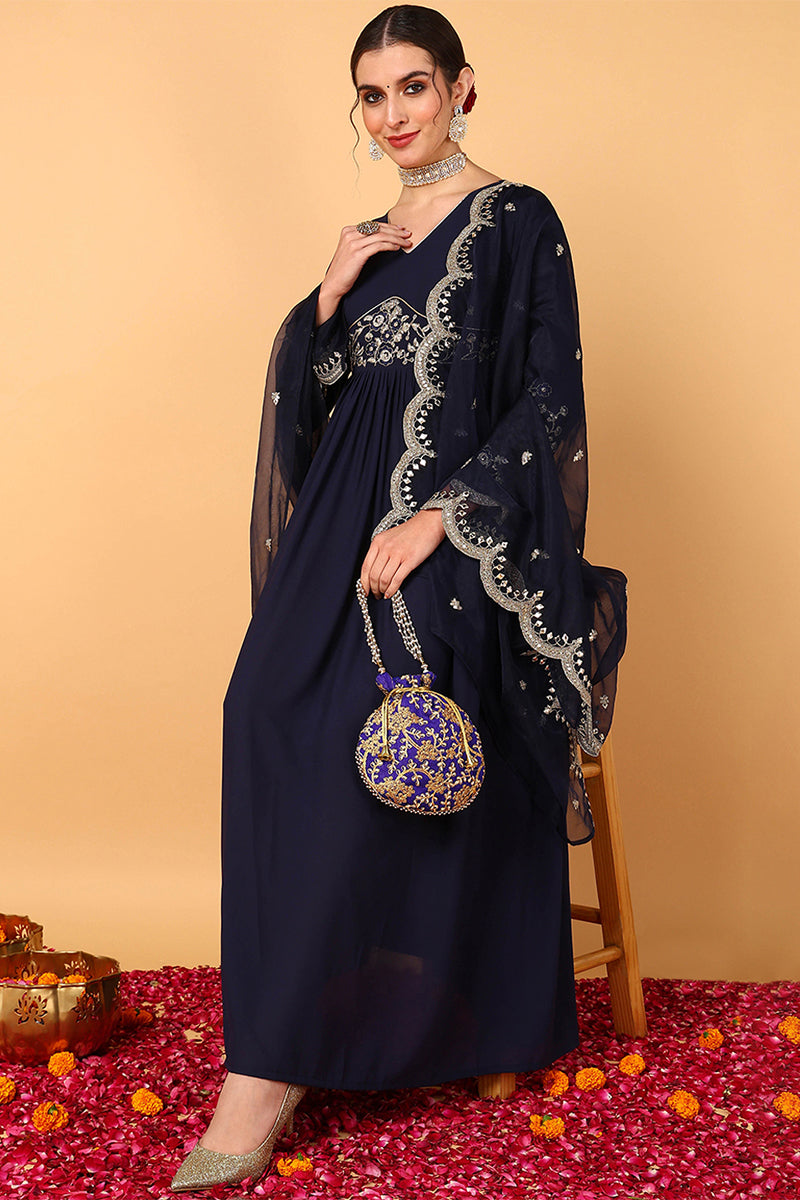 Blue-Georgette-Embroidered-Zari-Work-Flared-3-Piece-Kurta-Set