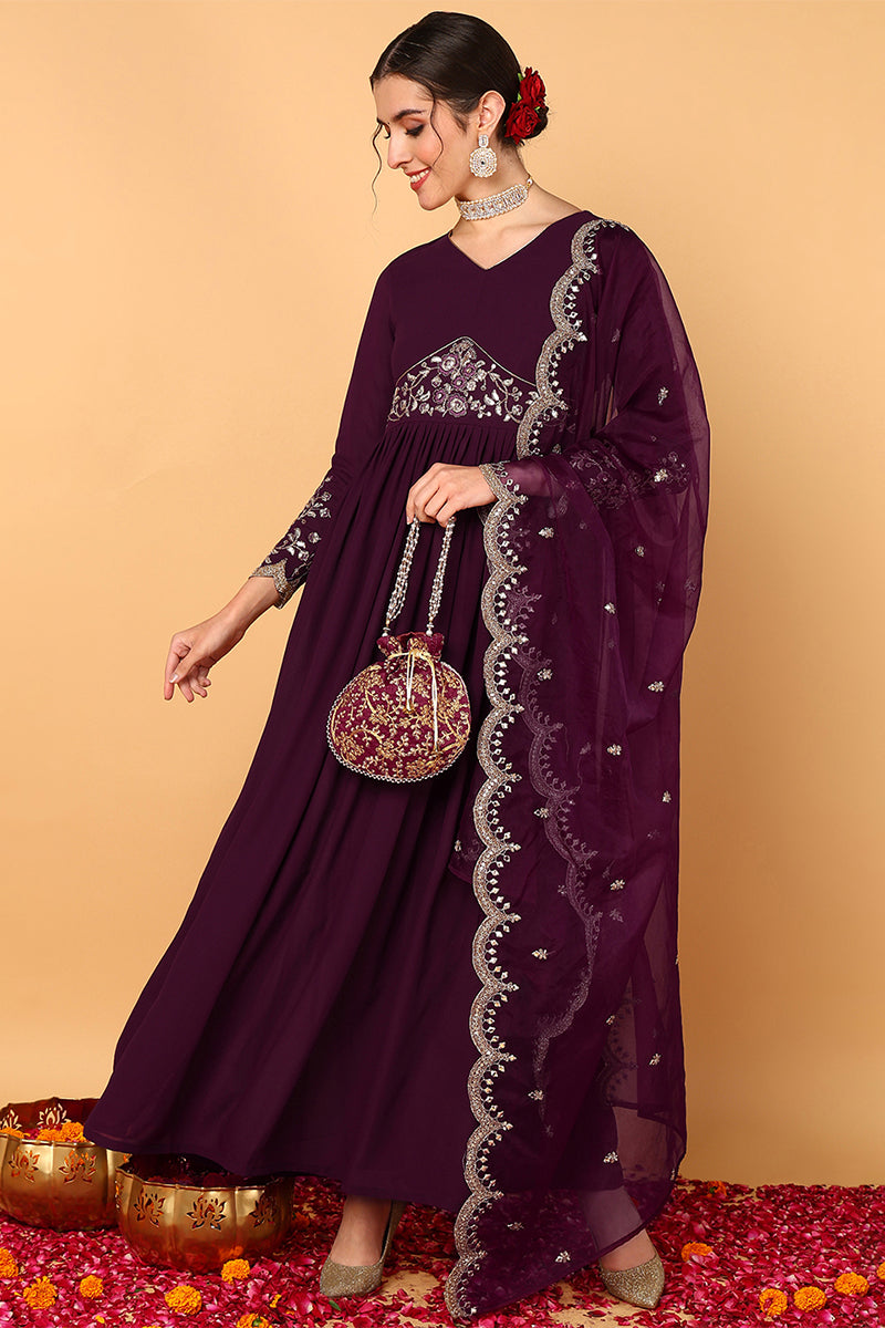 ZERESOUQ-Purple-Georgette-Zari-Embroidered-2-Piece-Anarkali-Set