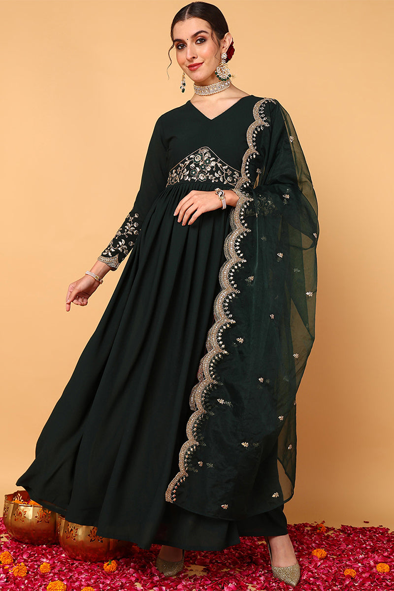 ZERESOUQ-Green-Georgette-Zari-Embroidered-2-Piece-Anarkali-Set