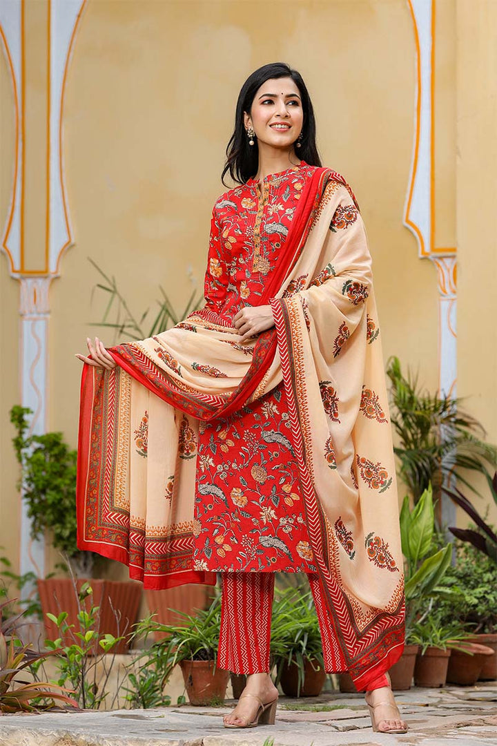 Red-Cotton-Motifs-Printed-3-Piece-Kurta-Set-