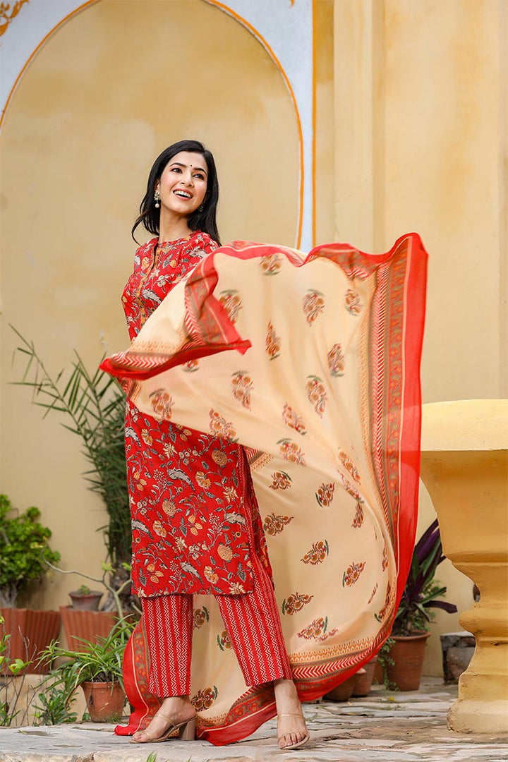 Red-Cotton-Motifs-Printed-3-Piece-Kurta-Set-