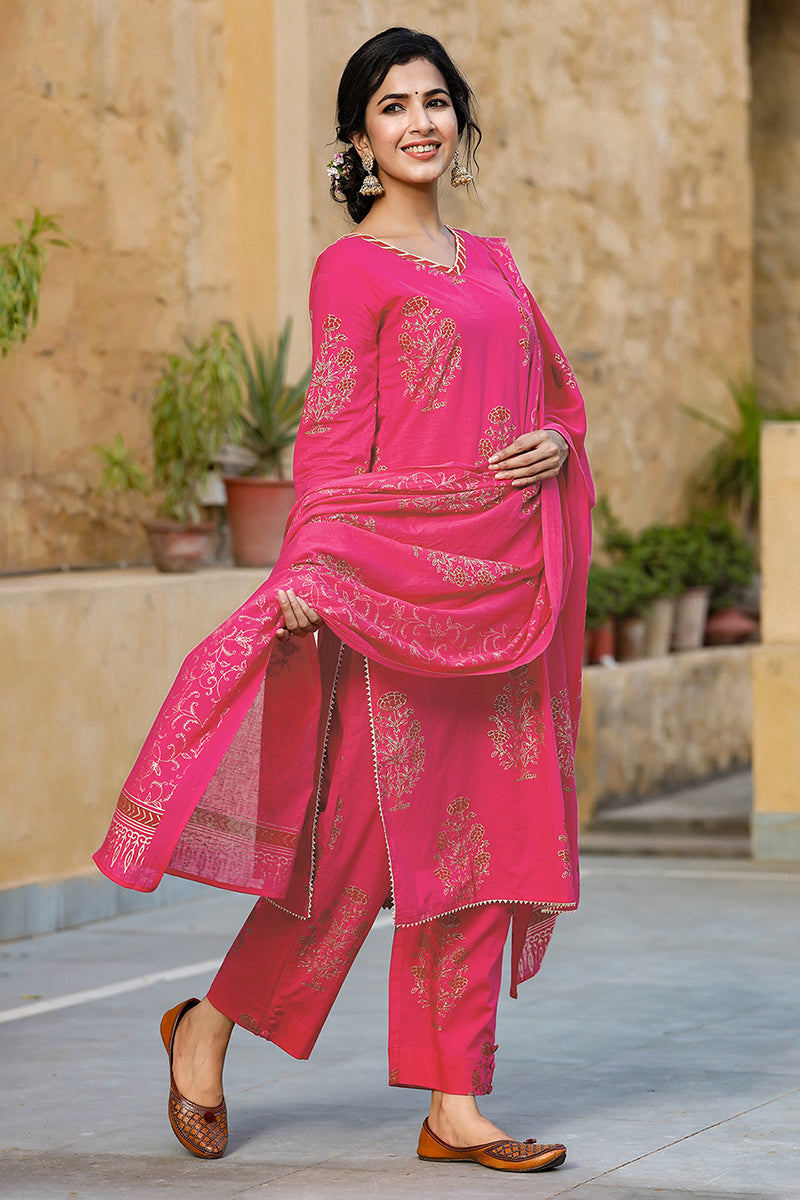 Pink-Cotton-Straight-3-Piece-Kurta-3-Piece-Kurta-Set